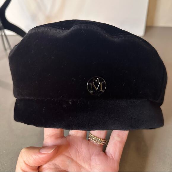 Maison Michel Paris New Billy Black Velvet Beret size M 58 cm Designer Hat main image 7